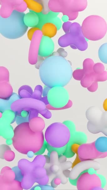 Animation Boucle Formes Douces Colorées Flottant Entrant Collision — Video