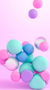 3D rendering soft colorful shapes floating background clipart