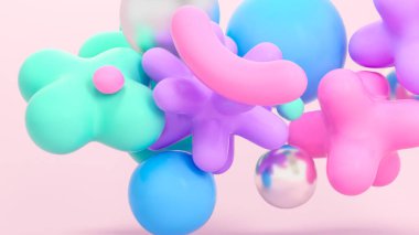 3D rengarenk şekiller oluşturma yüzen arkaplan