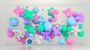 3D rengarenk şekiller oluşturma yüzen arkaplan