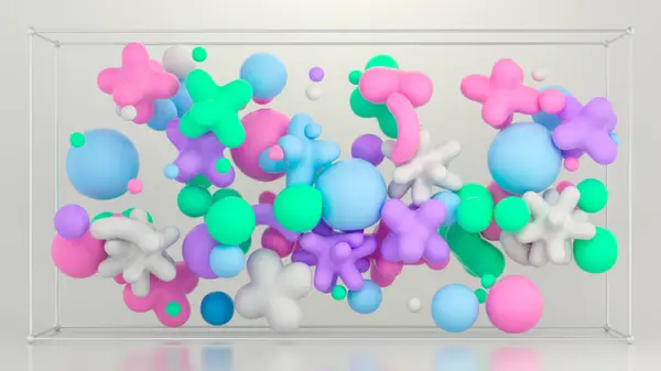 Rendering Soft Colorful Shapes Floating Background Stock Photo