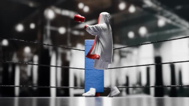 剧烈运动期间隐形拳击手的服装动作 — 图库视频影像
