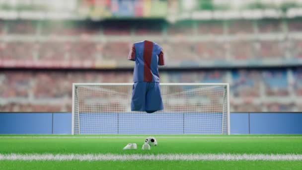 Pakaian Pemain Sepak Bola Tak Terlihat Menggerakkan Animasi — Stok Video
