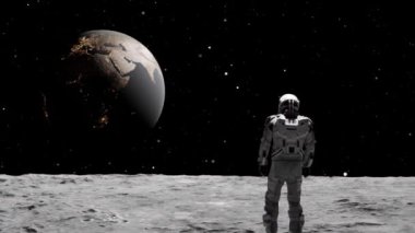 Astronot Ay 'dan izlerken Dünya uzayda patlıyor.