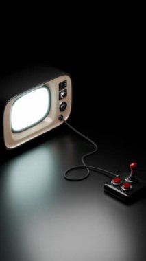 Retro Joystick ve TV 3 boyutlu döngü Canlandırması