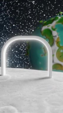 Ay yüzeyinde Mutlu Astronot Dansı Döngü Animasyonu. Tatmin Edici Video.