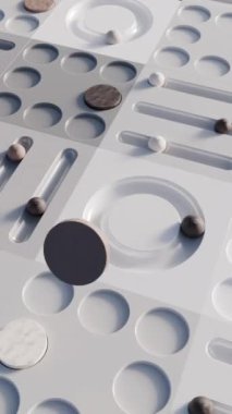 Hareket halindeki renkli geometrik şekillerin 3 boyutlu animasyonu