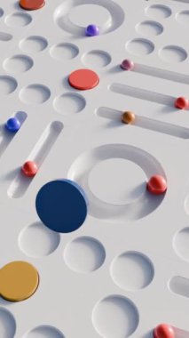 Hareket halindeki renkli geometrik şekillerin 3 boyutlu animasyonu