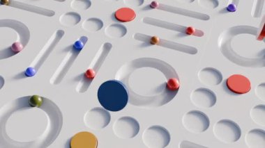 Hareket halindeki renkli geometrik şekillerin 3 boyutlu animasyonu