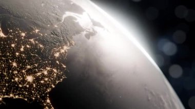 Dünya 'da gün doğumu 3D animasyon