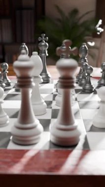 Satranç tahtası satranç taşlarının 3 boyutlu animasyonu