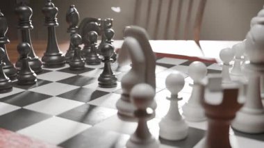 Satranç tahtası satranç taşlarının 3 boyutlu animasyonu