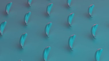 Sleek 3D Rendering drops with neon edges in an abstract spiral against a serene blue backdrop clipart