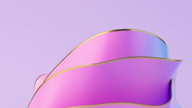 Pembe ve altın rengi kumaş dalgaları 3D animasyon