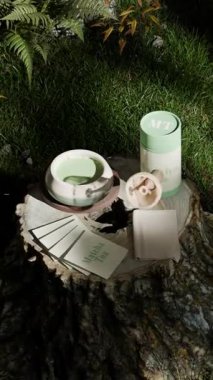 Fincanlı, kutulu ve dökülmüş çay ürünlerinin 3 boyutlu animasyonu.