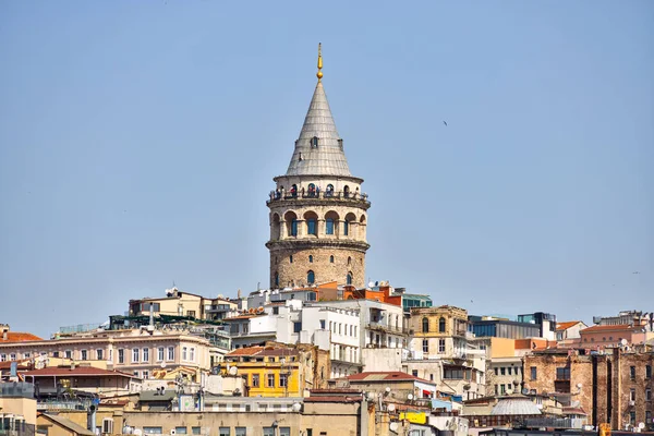Ett Istanbuls Landmärke Galatatatastornet Turkiet Stockfoto