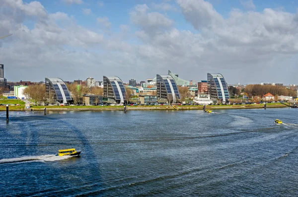Rotterdam Netherlands Februari 2023 Watertaxis Bring People Rivium Area River Foto Stock Royalty Free