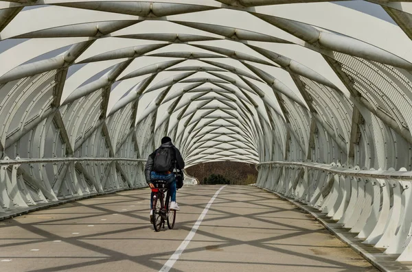Роттердам Нидерланды Апреля 2023 Года Внутри Пространственного Каркаса Моста Портландсе — стоковое фото