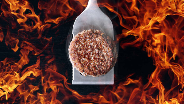 Barbecue Burger Cutlet Barbeque Concept Nature Barbecue Spatula Burger Patty Royalty Free Stock Images