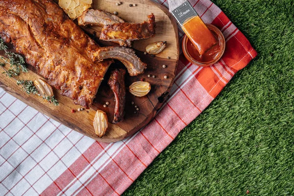 Smoked Bbq Ribs Summer Barbecue Nature — 스톡 사진
