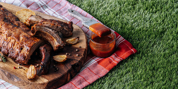 Smoked Bbq Ribs Summer Barbecue Nature Stock Photo