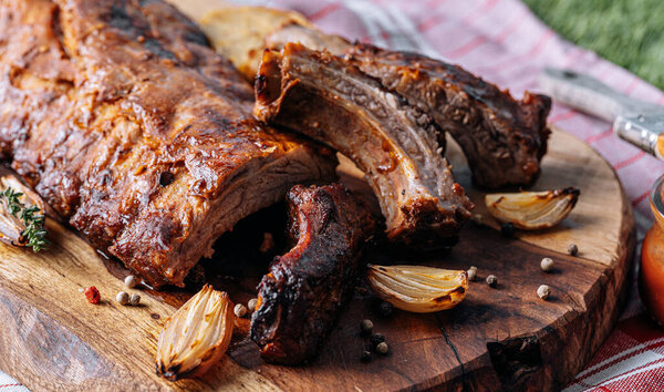 Smoked Bbq Ribs Summer Barbecue Nature Royalty Free Stock Photos