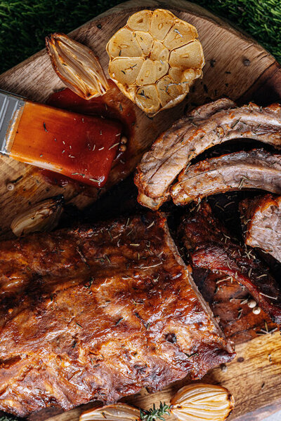 Smoked Bbq Ribs Summer Barbecue Nature Royalty Free Stock Photos