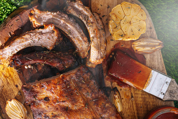 Bbq Nature Hot Tasty Grilled Pork Ribs Royalty Free Stock Photos