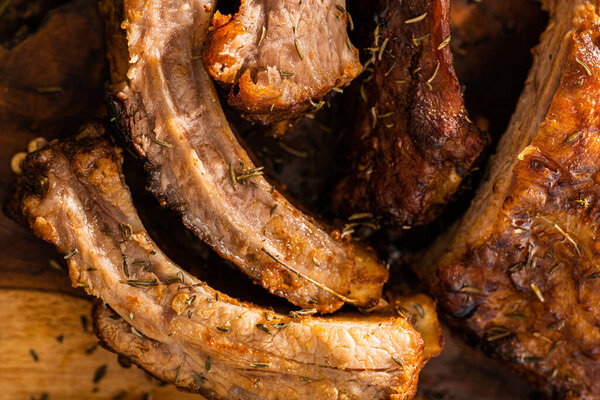 Juicy Hot Grilled Ribs Summer Barbecue Nature Stock Picture
