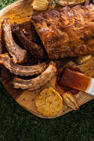 Juicy Hot Grilled Ribs Summer Barbecue Nature Royalty Free Stock Photos