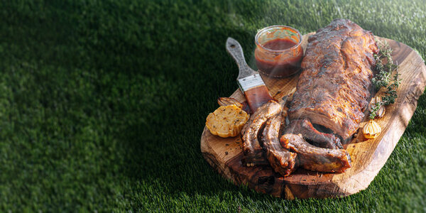Bbq Nature Hot Tasty Grilled Pork Ribs Stock Picture