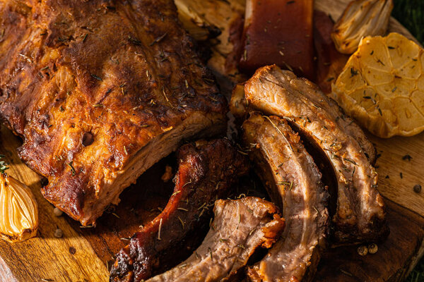 Juicy Hot Grilled Ribs Summer Barbecue Nature Stock Image