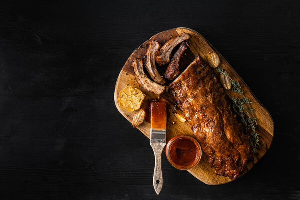 Juicy Hot Grilled Ribs Summer Barbecue Nature Stock Photo