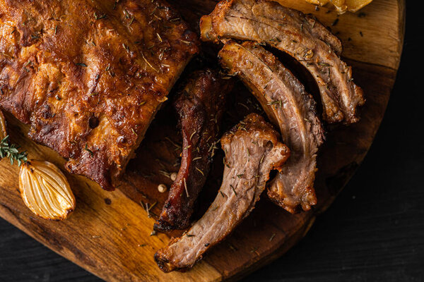 Juicy Hot Grilled Ribs Summer Barbecue Nature Stock Image