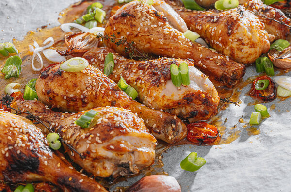 Baked Chicken Legs Baked Chicken Drumstick Paper Royalty Free Stock Images