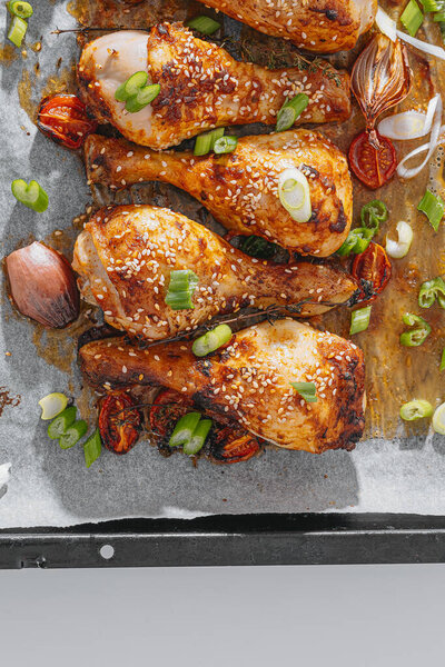 Baked Chicken Legs Baked Chicken Drumstick Paper Stock Picture