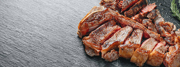 Fried Bon Steak Medium Rare Close Stock Photo