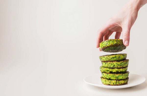 Pea Fritters White Plate White Plate Chef Hand Touches Upper Royalty Free Stock Photos