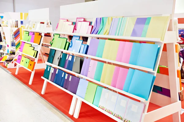 Colored plastic folder for papers in the stationery store