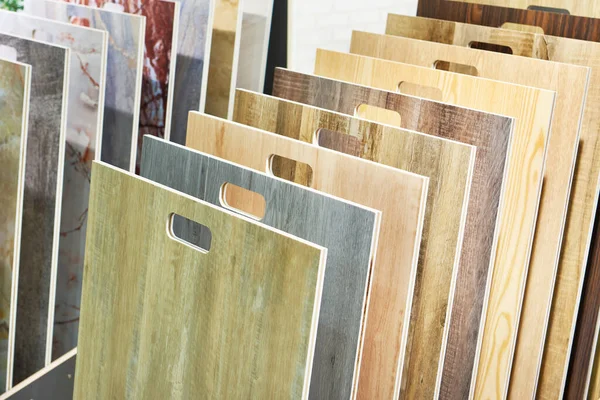 Muster Von Dekorativen Holzpaneelen Für Wände Und Boden Geschäft — Stockfoto