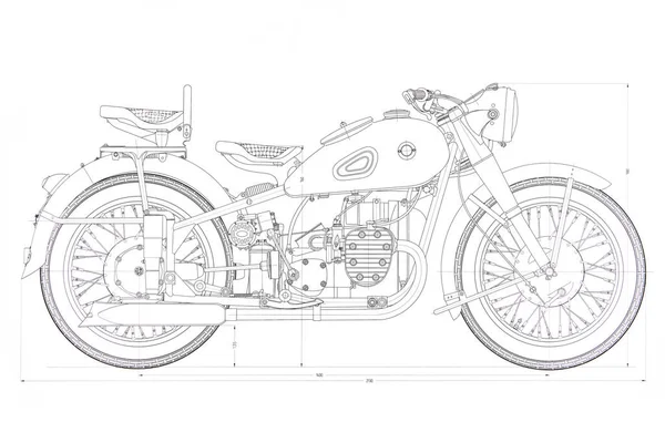 Dibujo Técnico Una Motocicleta —  Fotos de Stock