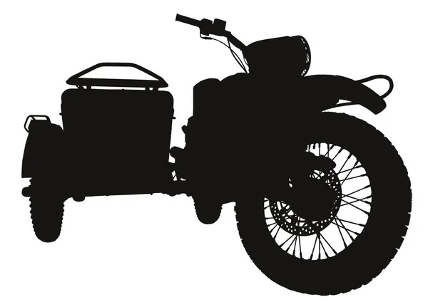 Μαύρη Σιλουέτα Μοτοσικλέτας Sidecar Απομονωμένο Λευκό Φόντο — Φωτογραφία Αρχείου