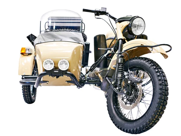 Motocicleta Com Sidecar Isolado Fundo Branco — Fotografia de Stock
