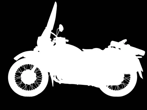 Motocicleta Retro Aislado Negro Fondo Blanco — Foto de Stock