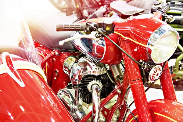 Retro Rode Motorfiets Met Zijspan — Stockfoto