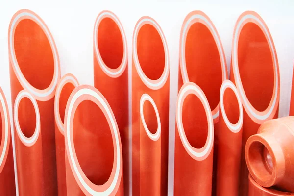 Tubos Polipropileno Resistentes Fuego Rojo —  Fotos de Stock