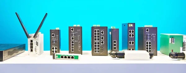 Interruptores Componentes Sistema Comunicação Exibição Loja — Fotografia de Stock