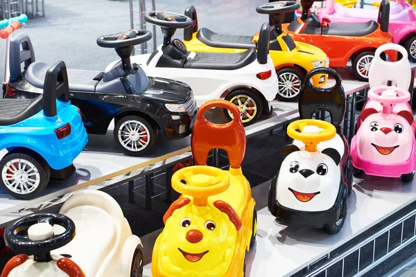 Plastic cars in a toy store