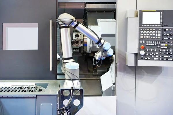 Macchina Industriale Universale Standard Del Tornio Cnc Del Robot — Foto Stock