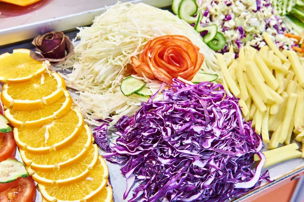 Sliced Vegetables Salad Potatoes Carrot Cabbage — Stock Photo, Image